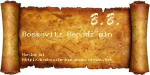Boskovitz Benjámin névjegykártya